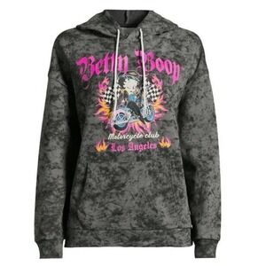 Betty Boop Graphic Hoodie Women's Medium Slate Gray Pullover LA Style‎